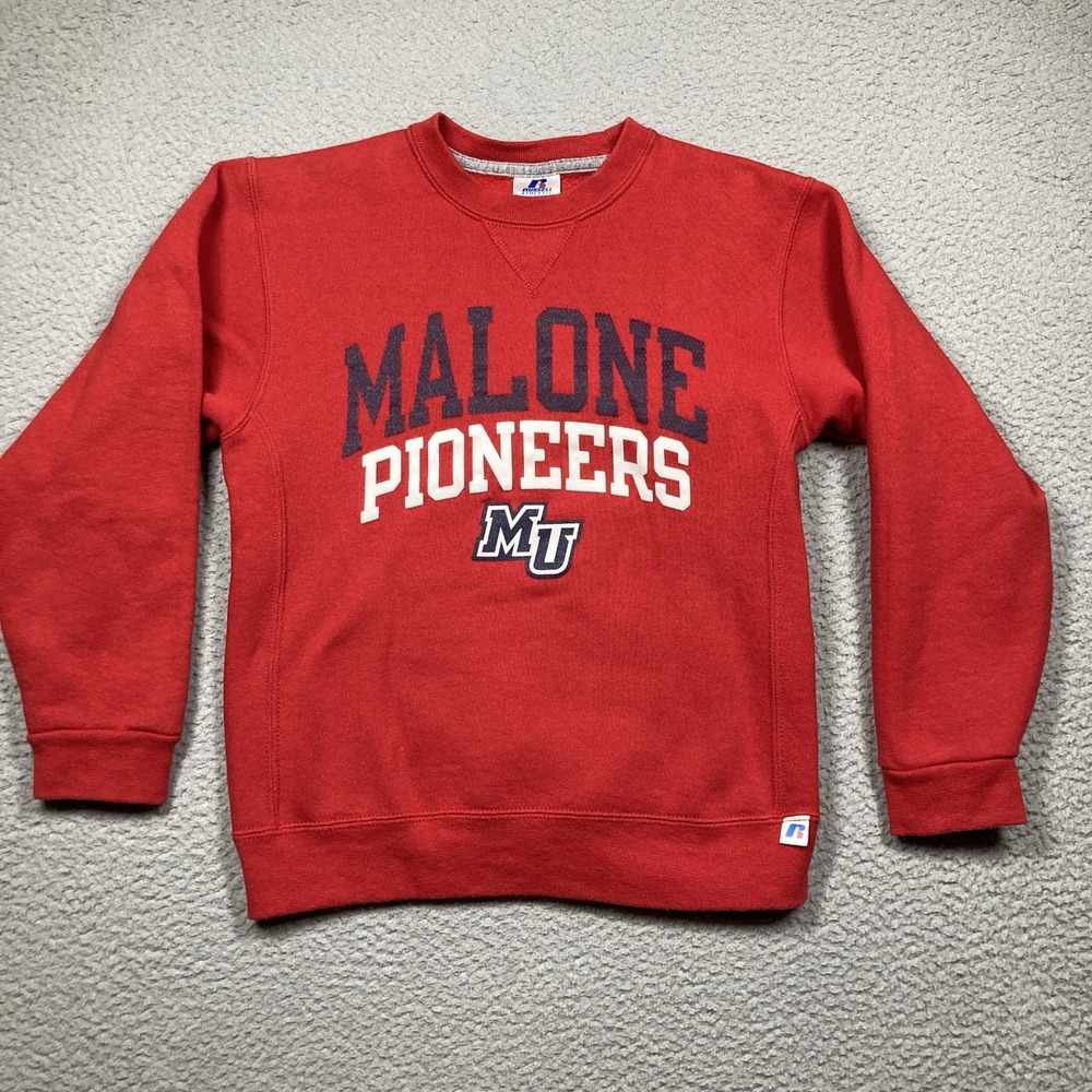 Malone University Pioneers Sweatshirt YOUTH Medium Red Long Sleeve Pullover